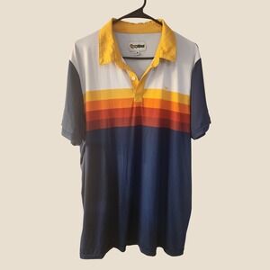 Tipsy Elves "Slice of Sunset Retro Striped Performance Golf Polo XL Athleisure